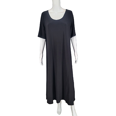 Attitudes by Renee Maxi Dress Petite 1X Plus Size Black Como Jersey Elegant Top $24.95