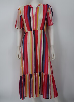 #ad Miss Nikky Womens Maxi Dress Striped V neck Size M $15.20