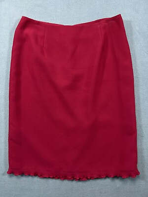 Kim Rogers Suit Skirt Women 10 Red Straight Pencil Work Ruffle Hem Casual Ladies $15.09