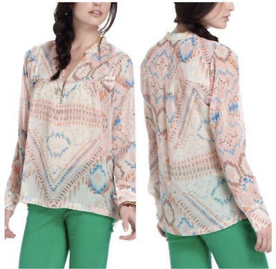 #ad Anthropologie Dolan Mesilla Peasant Aztec Print Blouse Size XS Colorful Boho $18.00