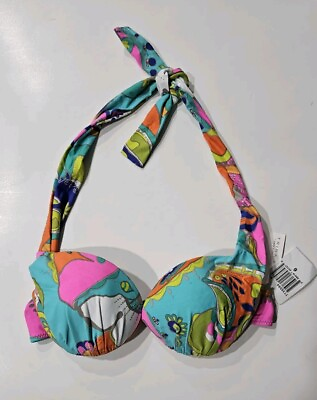 #ad Trina Turk Women#x27;s Underwire Sea Cove Bikini Push up Top Size 6 NWT $32.95