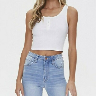 Women#x27;s Forever 21 Cropped Tank Top Knit White NEW $9.98