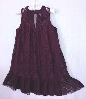#ad #ad Xhilaration Dress M Purple Lace Overlay Fully Lined A Line Mini Sundress Medium $30.99