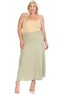 #ad Plus Size High Waisted A Line Midi Skirt Elastic Waist $39.95