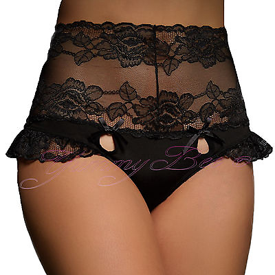 #ad French Knickers High Waist Lace Black Panties Sexy Lingerie Plus Size 8 20 Frill GBP 13.97