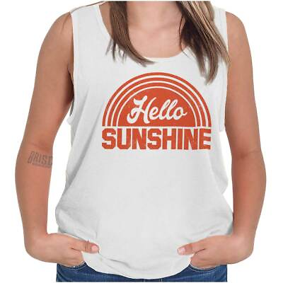 Hello Sunshine Good Vibes Cute Summer Beach Womens Tank Top Sleeveless Shirts $13.99