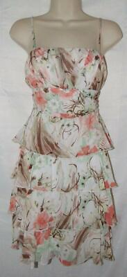 #ad Beige Floral Jr Small 3 4 Tiered Ruffles Adjustable Straps Sun Dress MAURICES $13.00