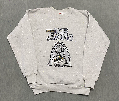 #ad Vintage Hockey Sweater Long Beach Ice Dogs Crewneck Ice Hockey IHL Dog Lover $49.77
