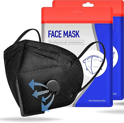 50 100 Pcs Black KN95 Protective 5 Layer Face Mask BFE 95% Disposable Respirator $49.99