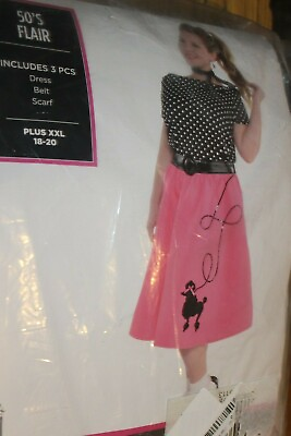 Halloween Flirty 50s Polka Dot Poodle Skirt Dress Adult Costume Size XXL B116 $39.99
