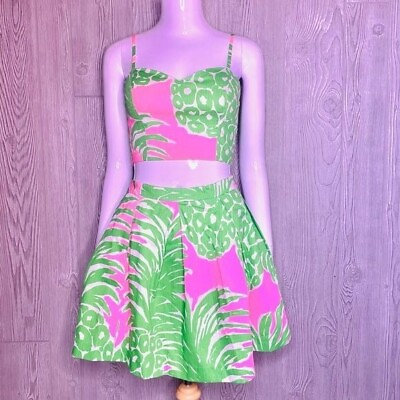 #ad #ad Lilly Pulitzer Parfait Pineapple Crop top and skirt set swimmer beach outfit 0 $212.50