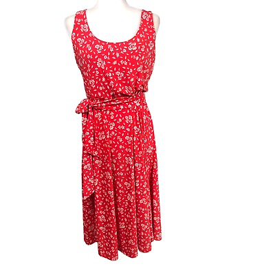 #ad Lauren Ralph Lauren Zawato Red Floral Maxi Dress Womens Size 10 Cottagecore $40.00