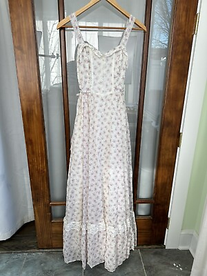 #ad Vintage Jessica McClintock Gunne Sax Maxi Dress 1970s Size 0 2 Prairie Cottage $195.47