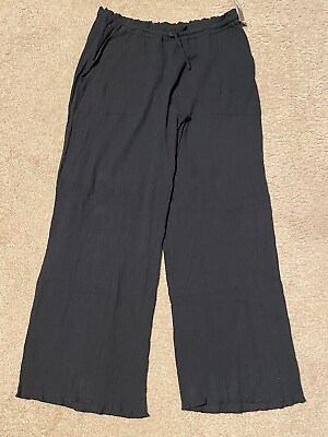 New Women’s Merona Black Crinkle Swimsuit Cover Up Pants Elastic Waist Sz Medium $19.99