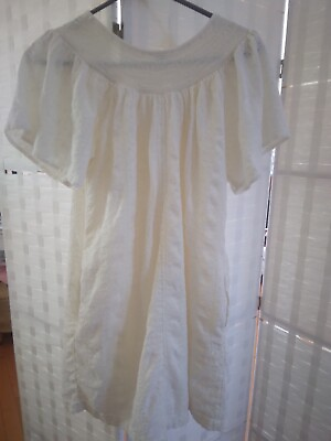 #ad Old Navy Flutter Sleeve Mini Lined Dress White Cotton Pockets Boho Medium $9.74