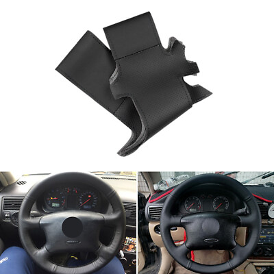Hand stitch Steering Wheel BLACK Leather DIY Cover For Skoda Octavia 1999 2015 $7.99