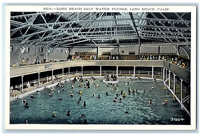 #ad c1920 Long Beach Salt Water Plunge Interior View Long Beach California Postcard $29.95