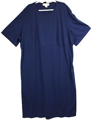 #ad Maggie Barnes Maxi Shift Dress Women 4X Short Sleeve Causal Comfort Blue $25.97