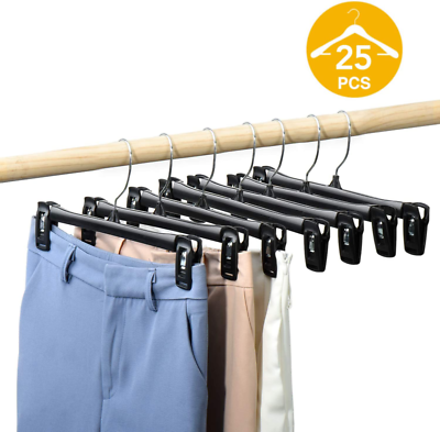 #ad HOUSE DAY Pants Hangers 25 Pcs 12inch Black Plastic Skirt Hangers with Non Slip $25.95