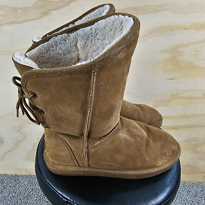 Bearpaw Boots Womens 10 Brown Suede Emily Sherpa Wool Lining Shoes Comfort Mid $24.97