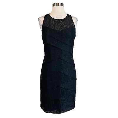 Cinq a Sept Women#x27;s Cocktail Dress Black Lace Sleeveless Sheath Size 8 $69.99