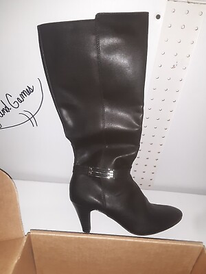 London Fog RAM INDIE Womens Boots Size 10 M BLACK Knee High Riding Zip#179 $43.00