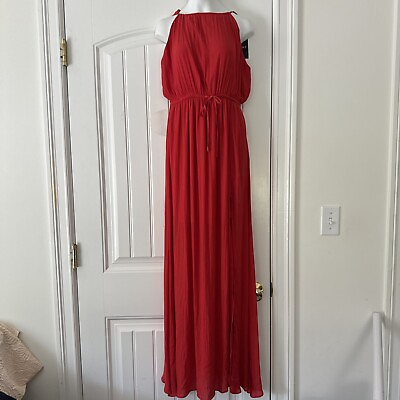 #ad Red Chiffon Maxi Dress M Forever 21 New $12.99
