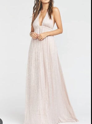 #ad Show Me You Mumu Small Luna Maxi Dress Light Pink Shimmer Prom Party Wedding $42.94
