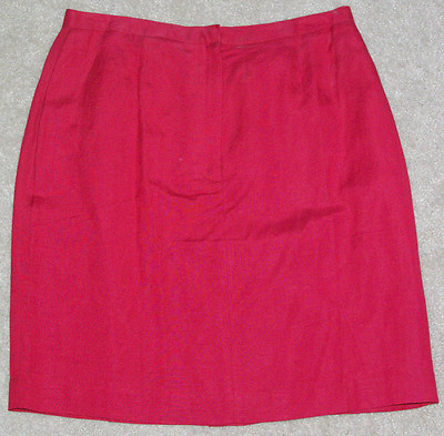 #ad NEW ADOLFO WOMENS 12 L LINEN BLEND RED PENCIL SKIRT VALENTINE DAY CHRISTMAS $12.99