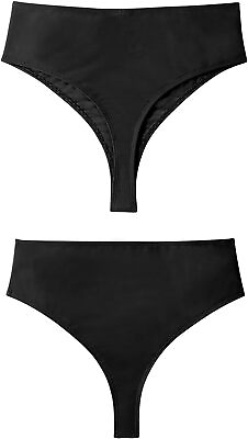 #ad Zmart Women Thong Bikini Bottoms High Waist Swimsuit High Cut Bathing Suit Cheek $37.53