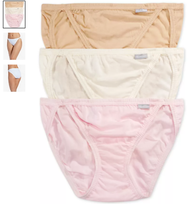 #ad #ad Women Jockey 3 Pack String Bikinis Ivory Pink Cotton Comfort Panty Underwear $25.00