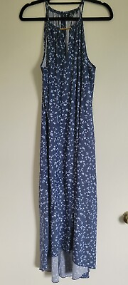 Mlle Gabrielle Women#x27;s Blue Floral Sleeveless Maxi Dress Large Size $12.50