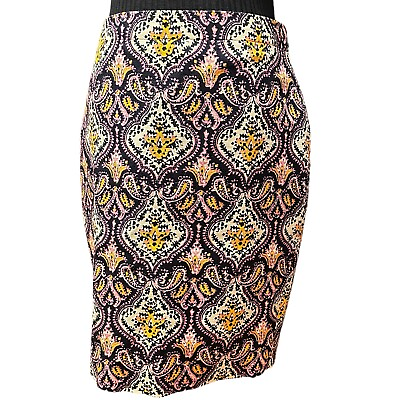 #ad #ad J Crew Size 6 Paisley Pink Yellow Patterned Zip Up Pencil Skirt $20.00