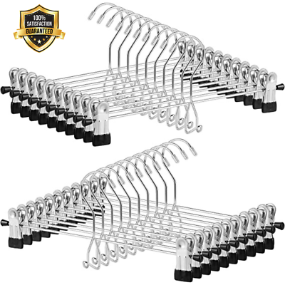 Metal Pants Skirt Hangers with Clips Space Saving Adjustable Non Slip 20 Pack $33.71