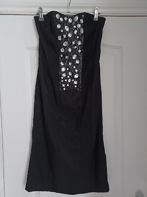 #ad NEXT Black Strapless Beaded Evening Dress Size 10 BNWT GBP 29.99