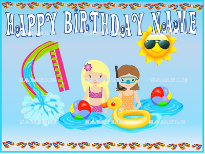 #ad POOL SWIM PARTY TEENAGERS: Personalized Edible Cake Topper $8.79