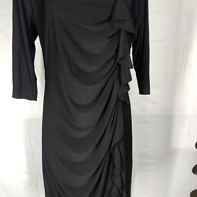 #ad Christine Size Plus 1X Black Patterned Maxi Women Dress $19.00