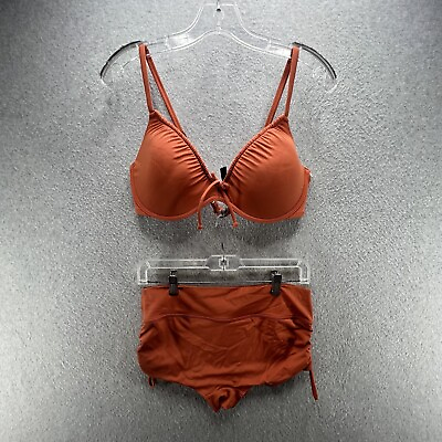 Victoria’s Secret Burnt Orange Cinched Bikini Short Set Women#x27;s Large 36DD $29.00