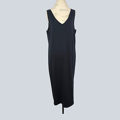 Ralph Lauren Womens Black Dress 2X Sleeveless Midi Cotton Knit $44.64