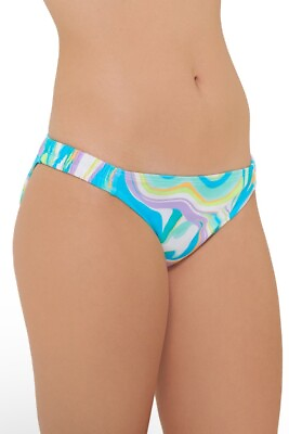 #ad Teal Blue Marble Dream Hipster Ruched Bikini Bottom Junior Woman Size XL NWT $17.00