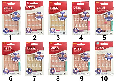 KISS Everlasting French Nails Glue Medium Real Short Petite Size 28 Glue Dry $7.99