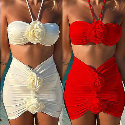 #ad Women#x27;s Three Piece Bikini 3D Three Bikini Tops for Women Large Bust Supportive $21.12