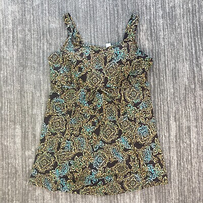 #ad Resorts Plus Size Womens Skirted Floral Swimsuit Brown And Turquoise Size 18W $24.95