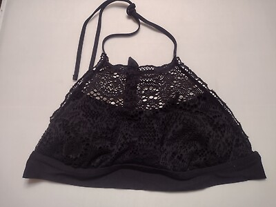 #ad Mossimo Crochet Bikini Top Large Black Wireless Swimsuit Swim Swimwear W $7.98