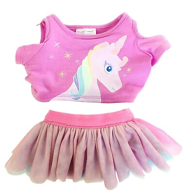 #ad BAB Build A Bear Outfit Pink Unicorn Skirt and Top Set $9.20