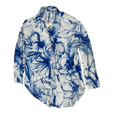#ad Calia By Carrie Underwood Bikini Cover Up Shirt Blue Small Pockets Beach Wear $19.95