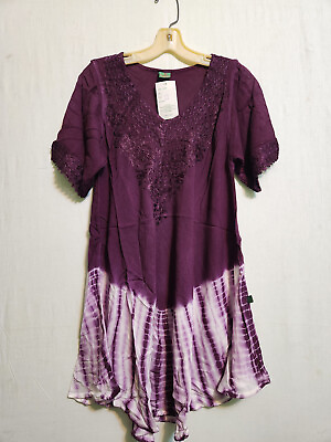 #ad New Women Clothing Big Top Short Dress Summer Beach Party Free Size Plus Purple $19.99