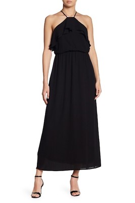 #ad Lush Maxi Dress XS Sleeveless Ruffle Black Flowing Party Boho Bohemian Small $14.95