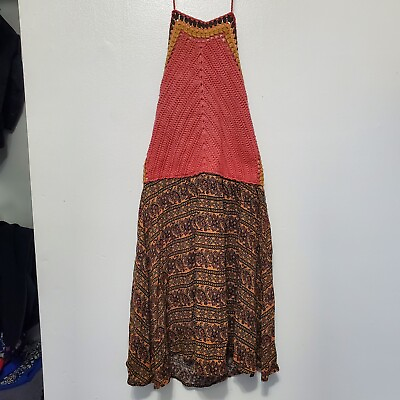 #ad NWT American Rag Crochet Halter Top Sun Dress Floral Size Small Boho Hipster $29.95