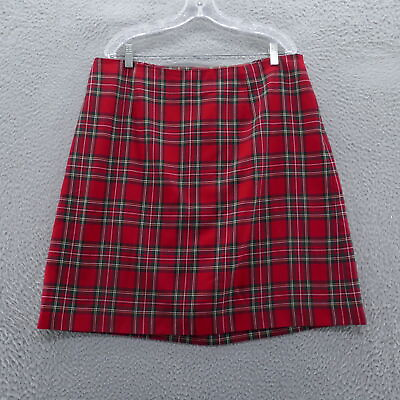 #ad Talbots Womens Plaid Lined Straight Skirt 16W Red Black Rayon Polyester Blend $24.99